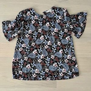 Ann Taylor Loft Paisley Flounce Sleeve Top - XS